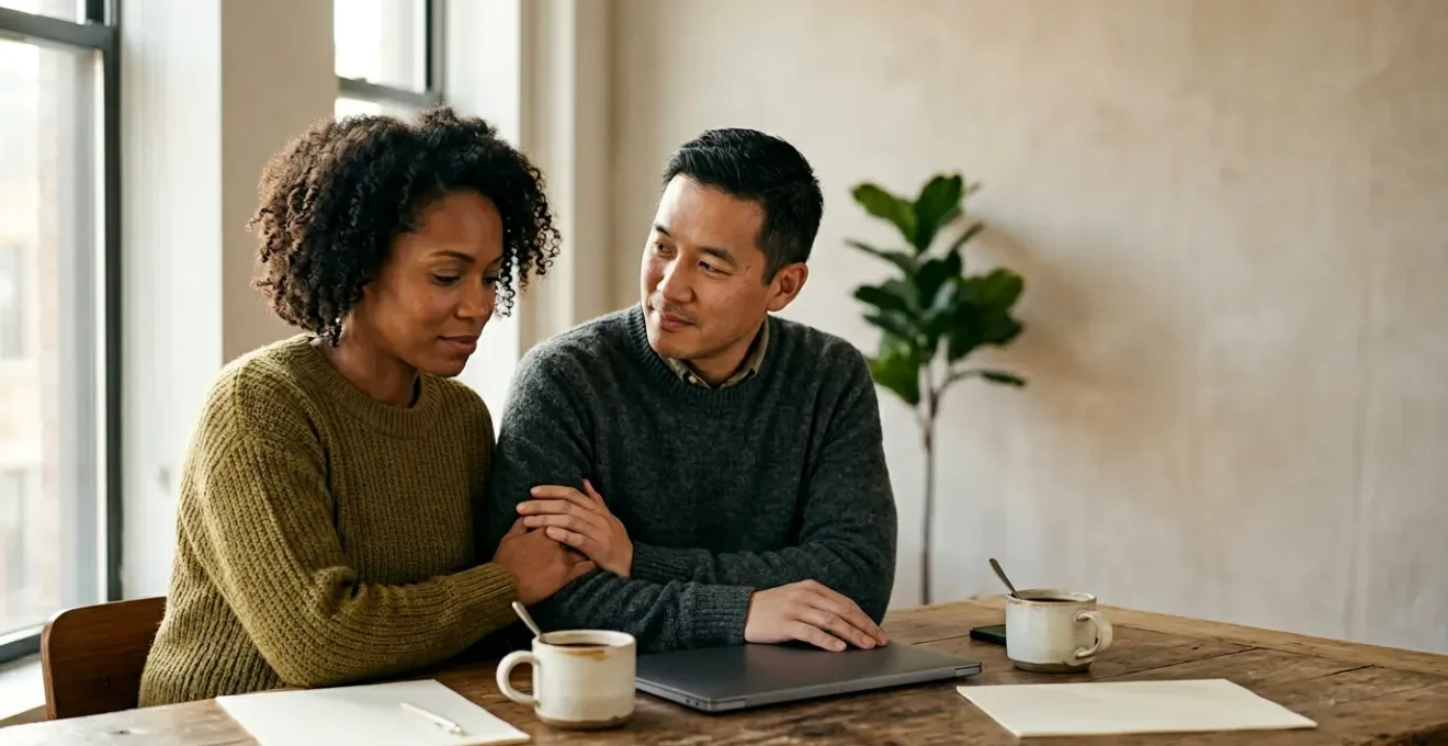 Couple réfléchissant ensemble sur la gestion de leurs finances personnelles