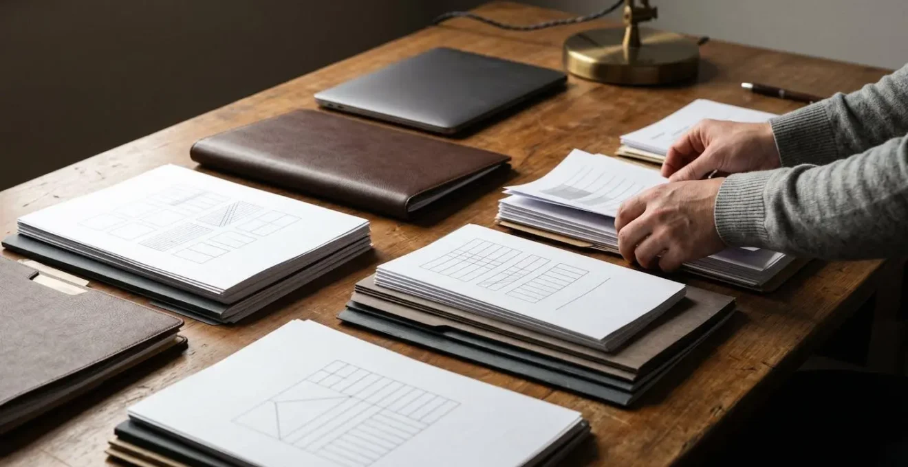 Professionnel indépendant organisant des documents financiers pour constitution de dossier de prêt