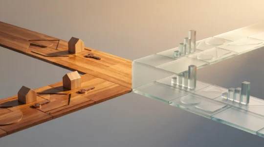 Représentation conceptuelle du choix entre différentes options de financement immobilier avec PEL et CEL